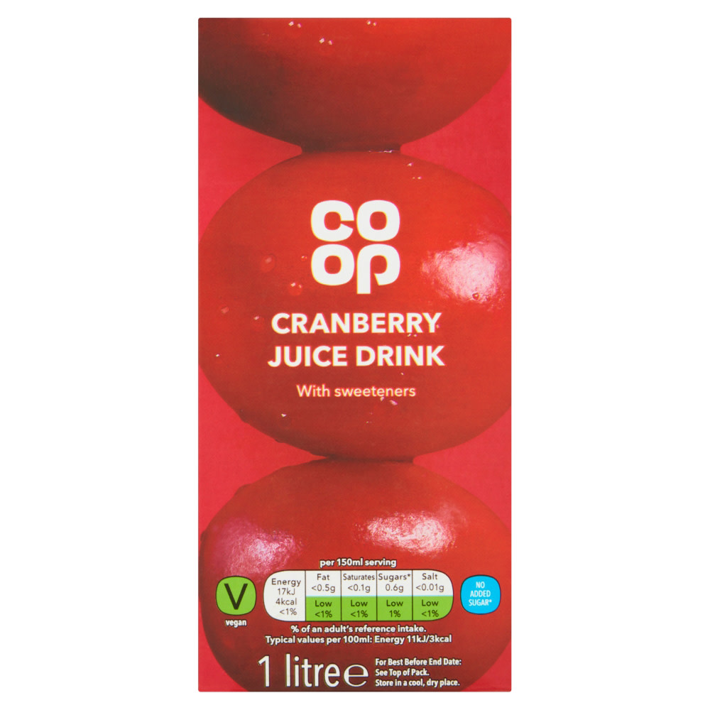 Co-op No Added Sugar Cranberry Juice Drink