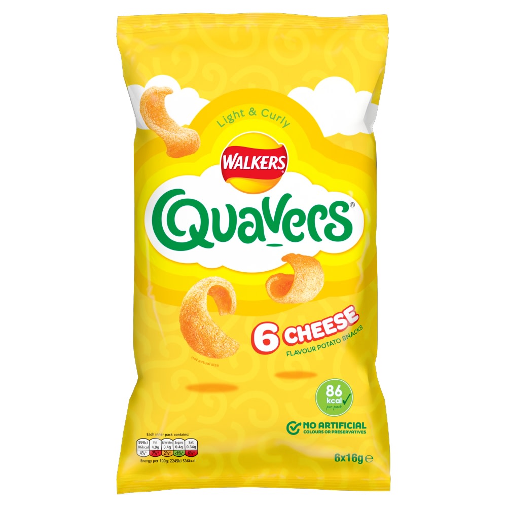 Walkers Quavers Cheese Multipack Snacks 6x16g