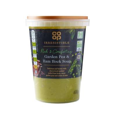 Co-op Irresistible Gluten Free Garden Pea & Shredded Ham Hock Soup 600g
