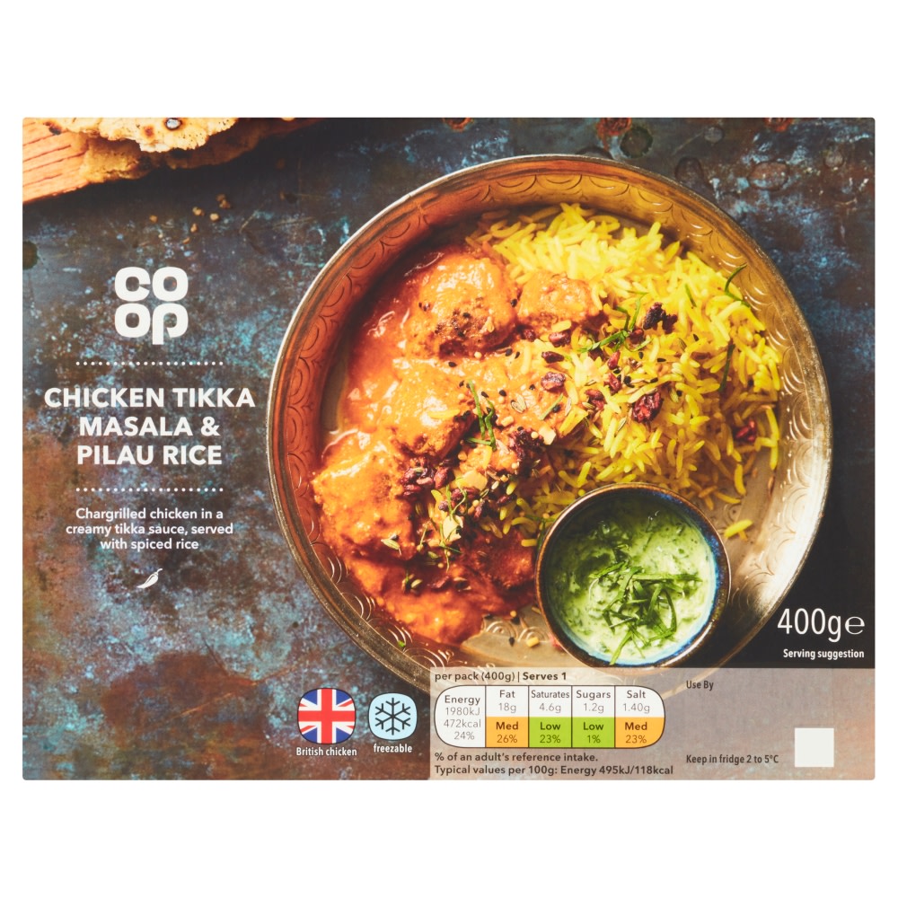 Co-op Chicken Tikka Masala Pilau Rice 400g
