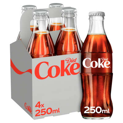 Coca Cola Diet Coke Glass Bottle 4x250ml
