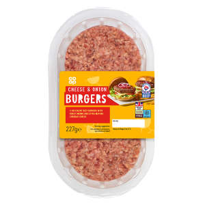 Co-op Cheese & Onion Beef Burgers 227g