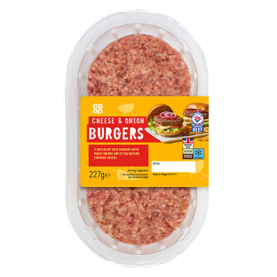 Co-op Cheese & Onion Beef Burgers 227g