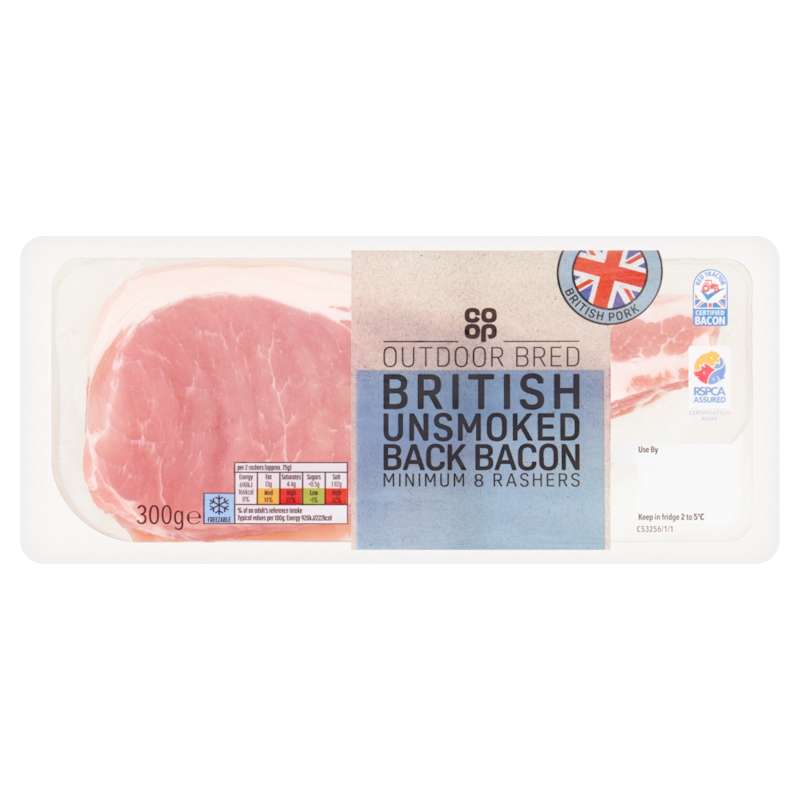 Co-op Unsmoked Rindless Back Bacon 300g - Co-op