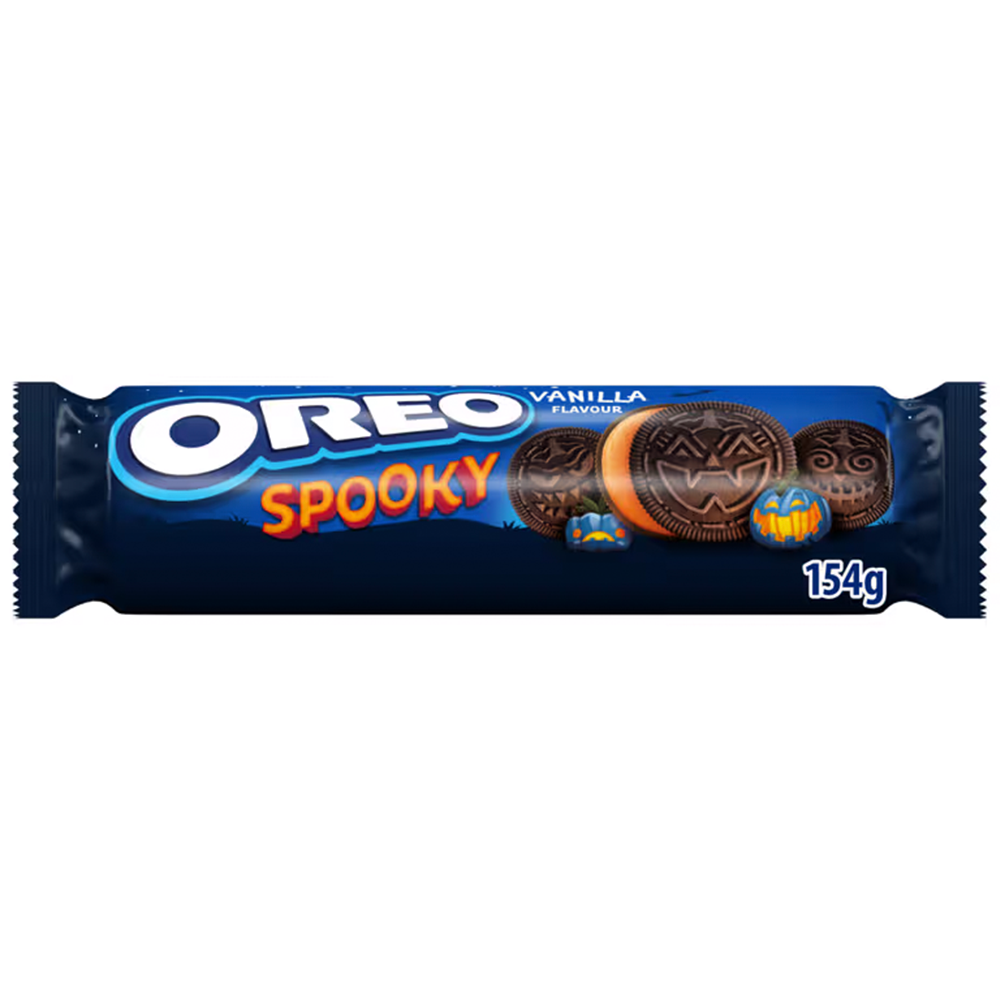 Oreo Spooky Cocoa Sandwich Cookies Filled with Vanilla Flavour Filling 154g