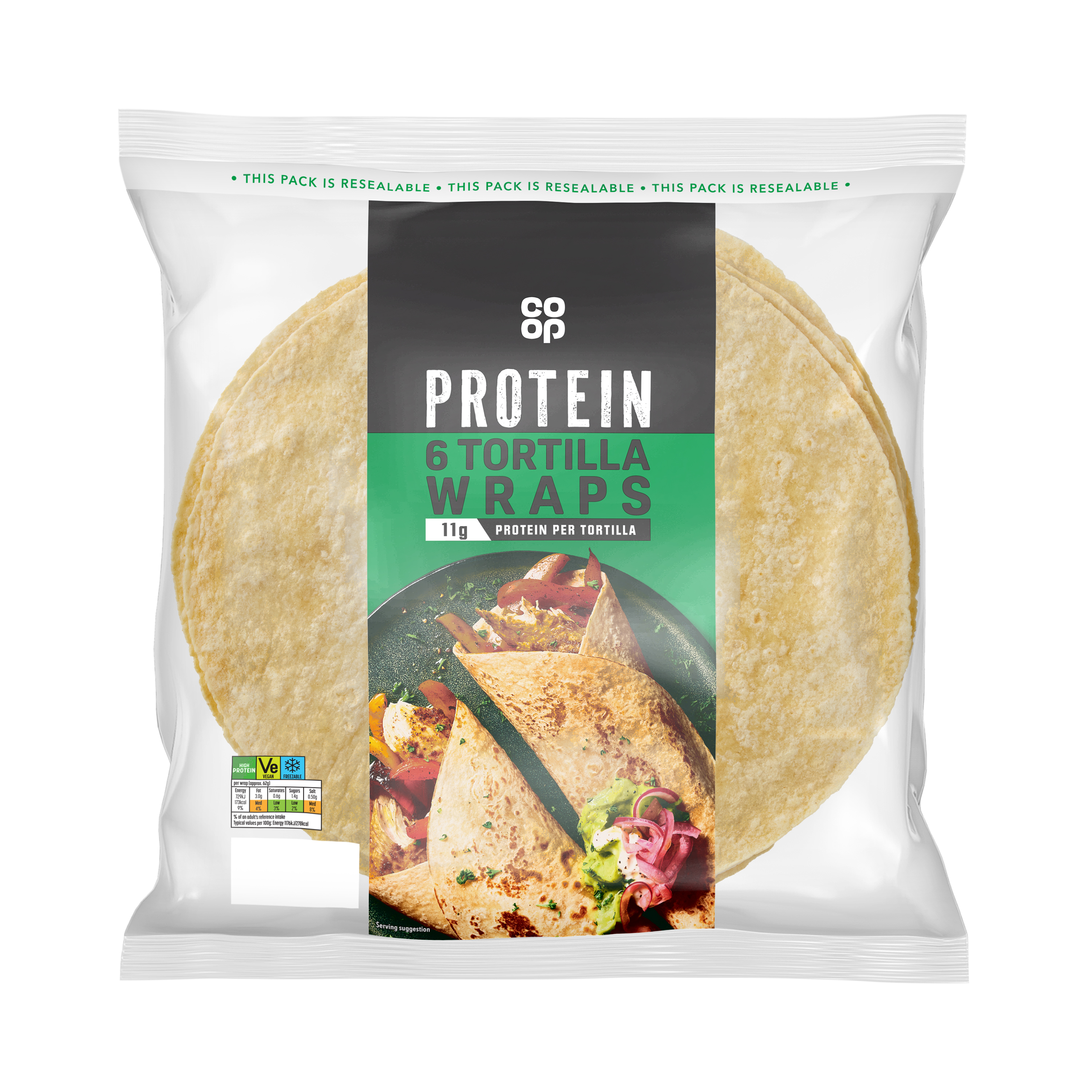Co-op Protein Tortilla Wrap 6 pack