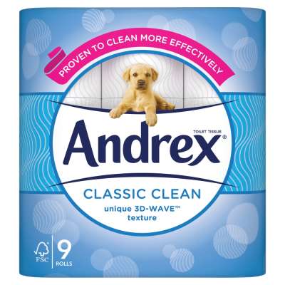 Andrex Classic Clean Toilet Tissue 9 Rolls