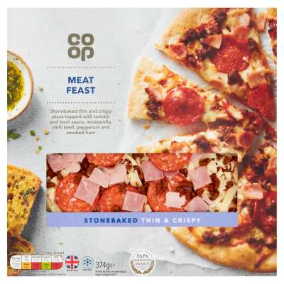 Co-op Stonebaked Thin & Crispy Meat Feast Pizza 374g
