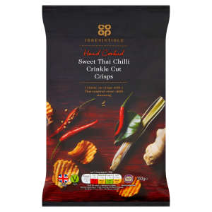 Co-op Irresistible Hand Cooked Sweet Thai Chilli Crinkle Cut Crisps 150g