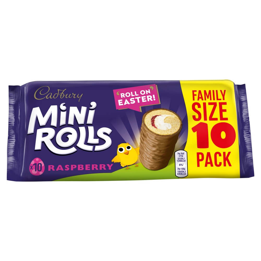 Cadbury Raspberry Chocolate Mini Rolls Cakes 10 Pack