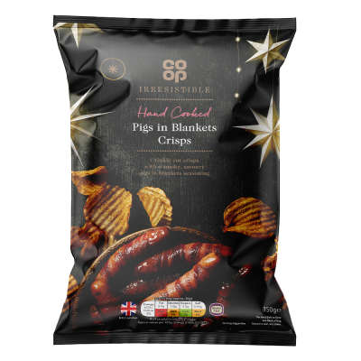 Co-op Irresistible Pigs in Blankets Hand Cooked Crisps 150g