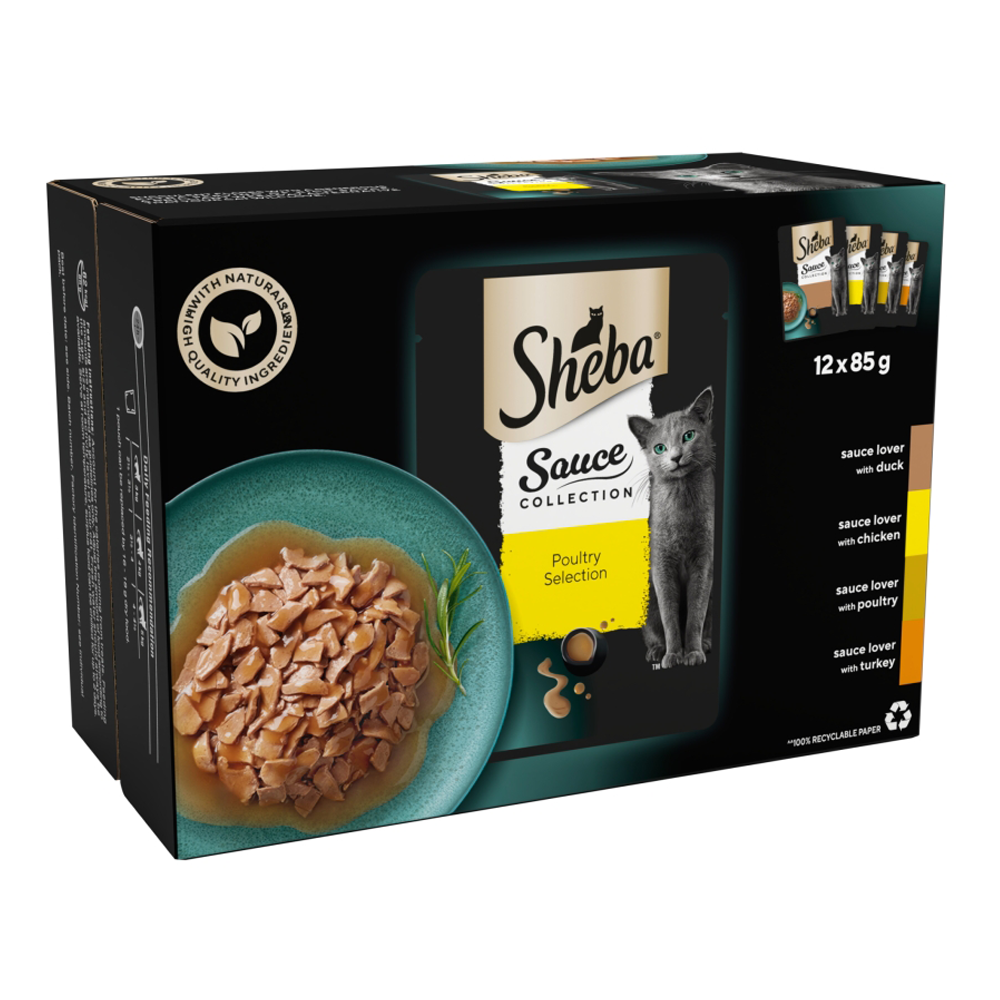 Sheba Sauce Collection Cat Pouches with Poultry in Gravy 12X85g