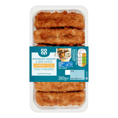 Co-op Responsibly Sourced 6 Breaded Jumbo Cod Fish Fingers 380g