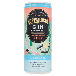 Kopparberg 0% Alcohol Strawberry & Lime Gin & Lemonade Can 250ml