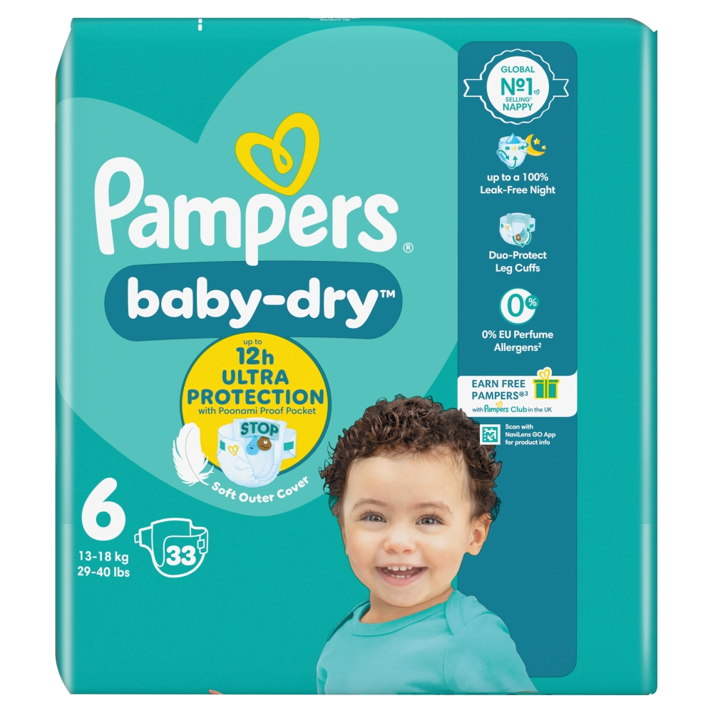 Pampers Baby-Dry Nappies Size 6 Essential 33 Pack