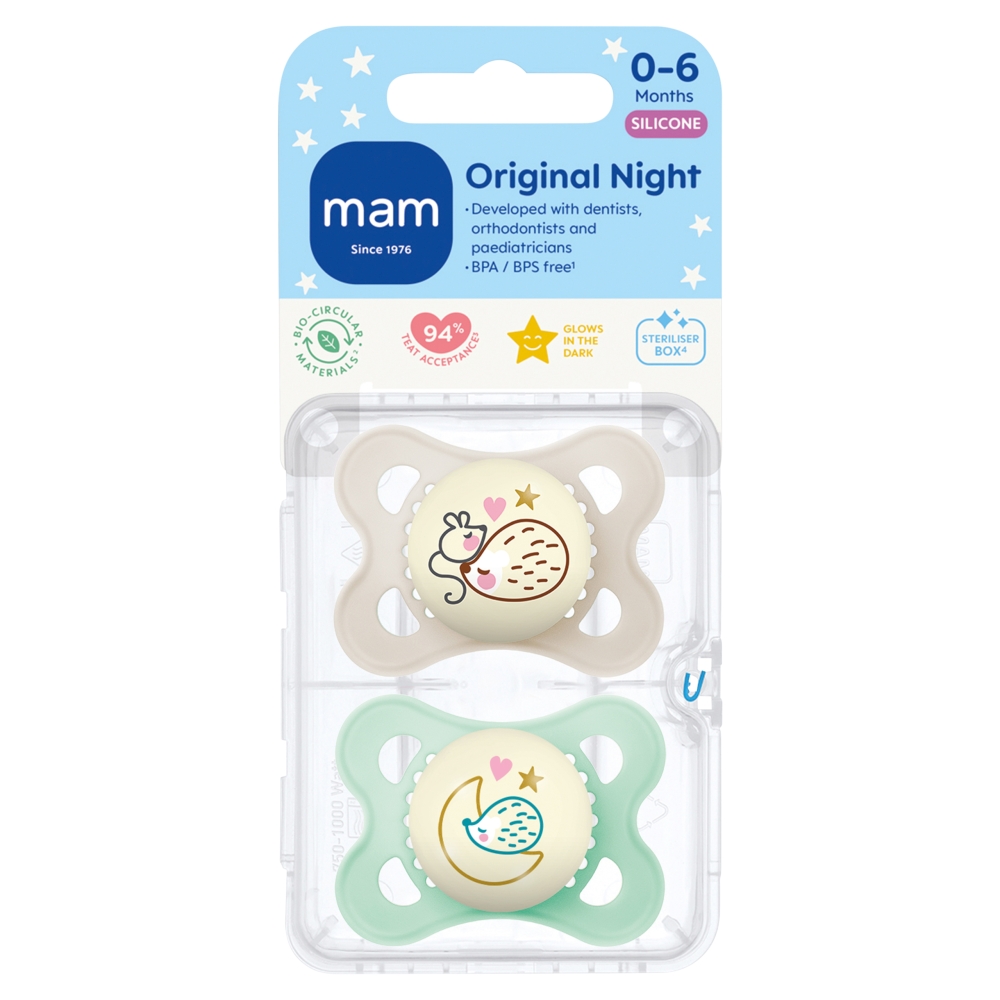Mam Pure Night Soother 0+ Months 2 pack