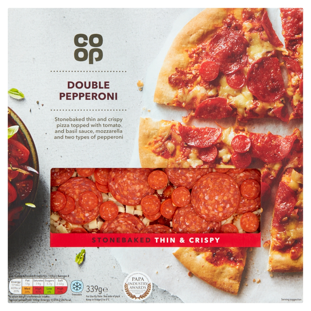 Co Op Stonebaked Thin Crispy Pepperoni Pizza 339g Co Op