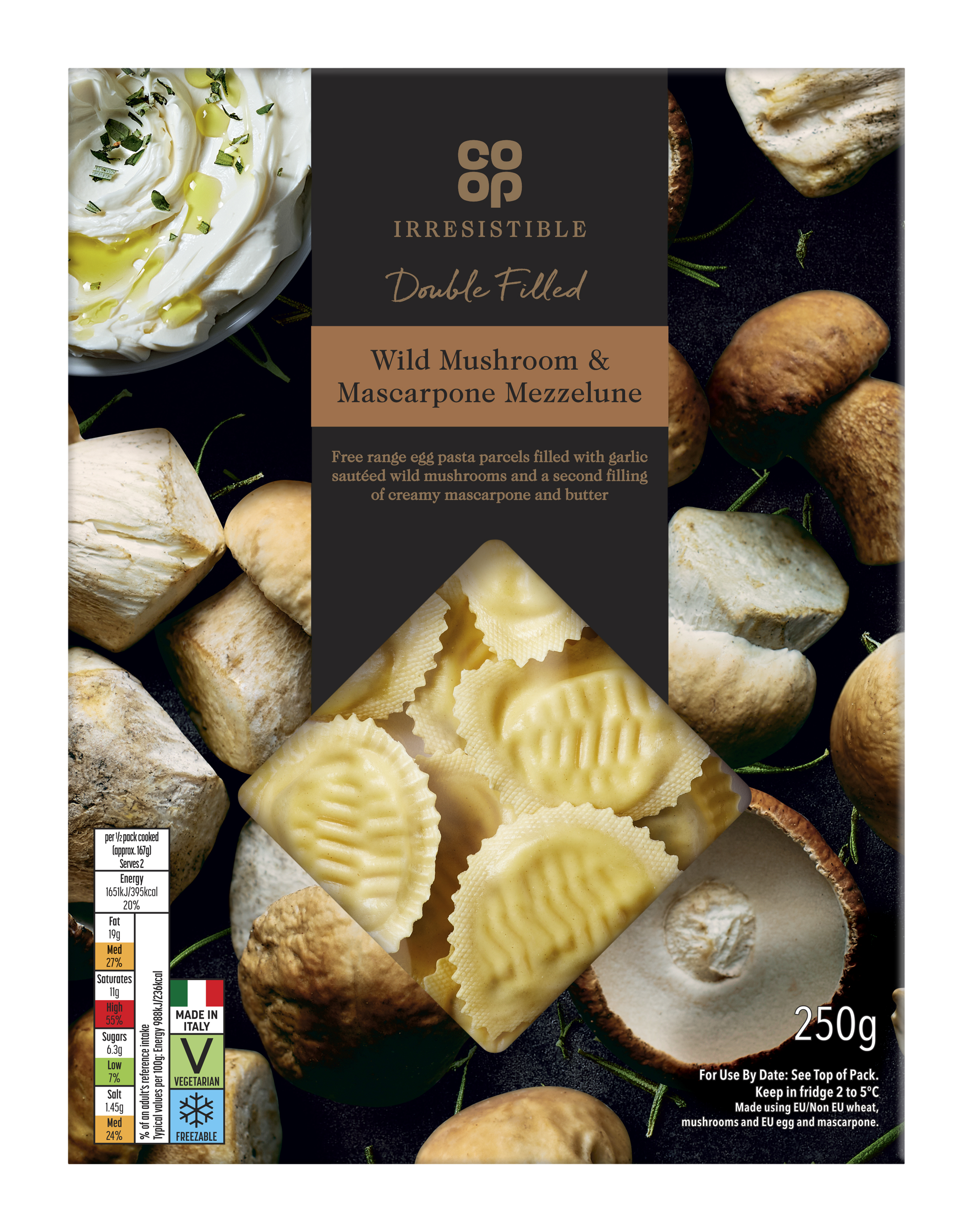 Co-op Irresistible Mushroom & Mascarpone Mezzelune 250g