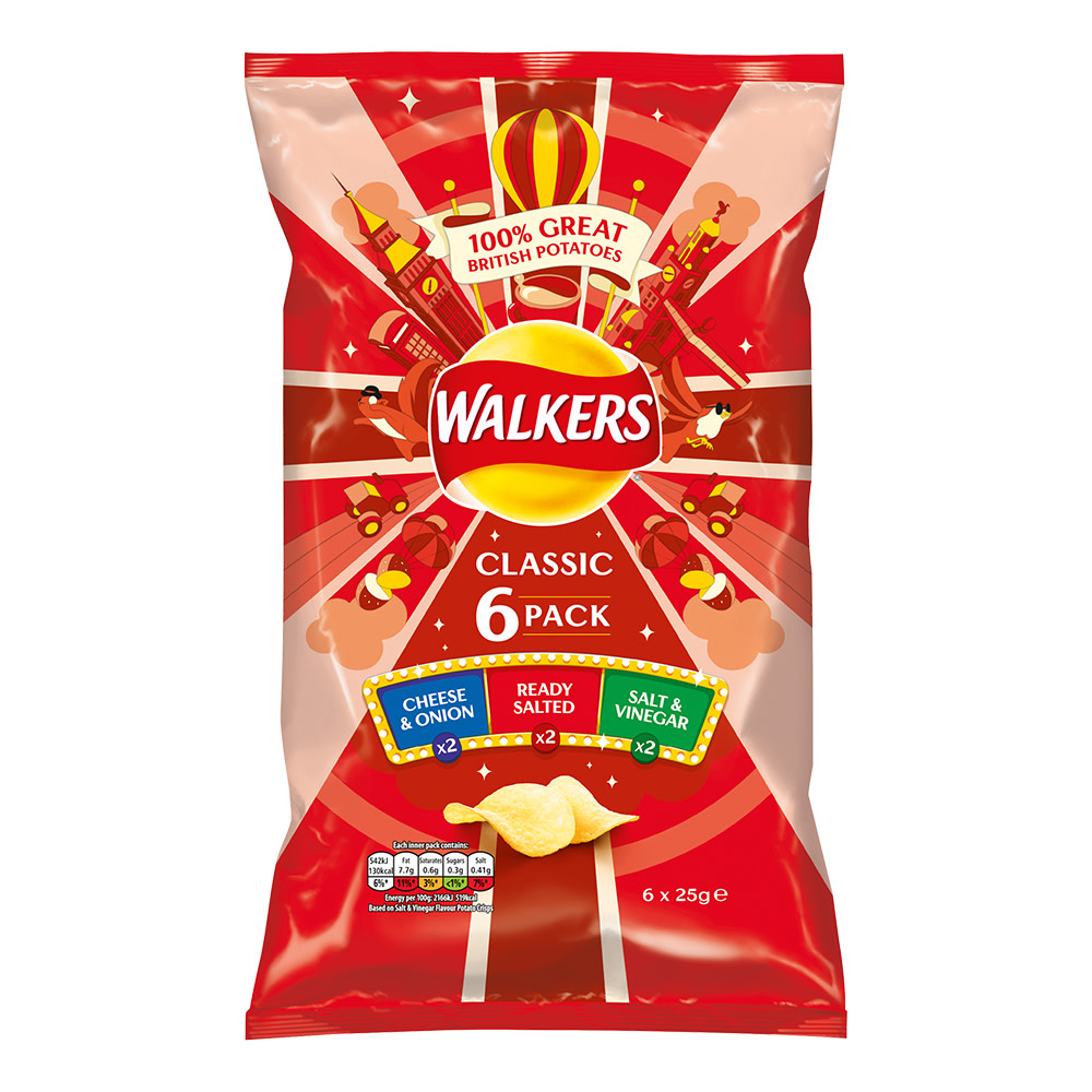 Walkers Classic Variety Multipack Crisps 6x25g