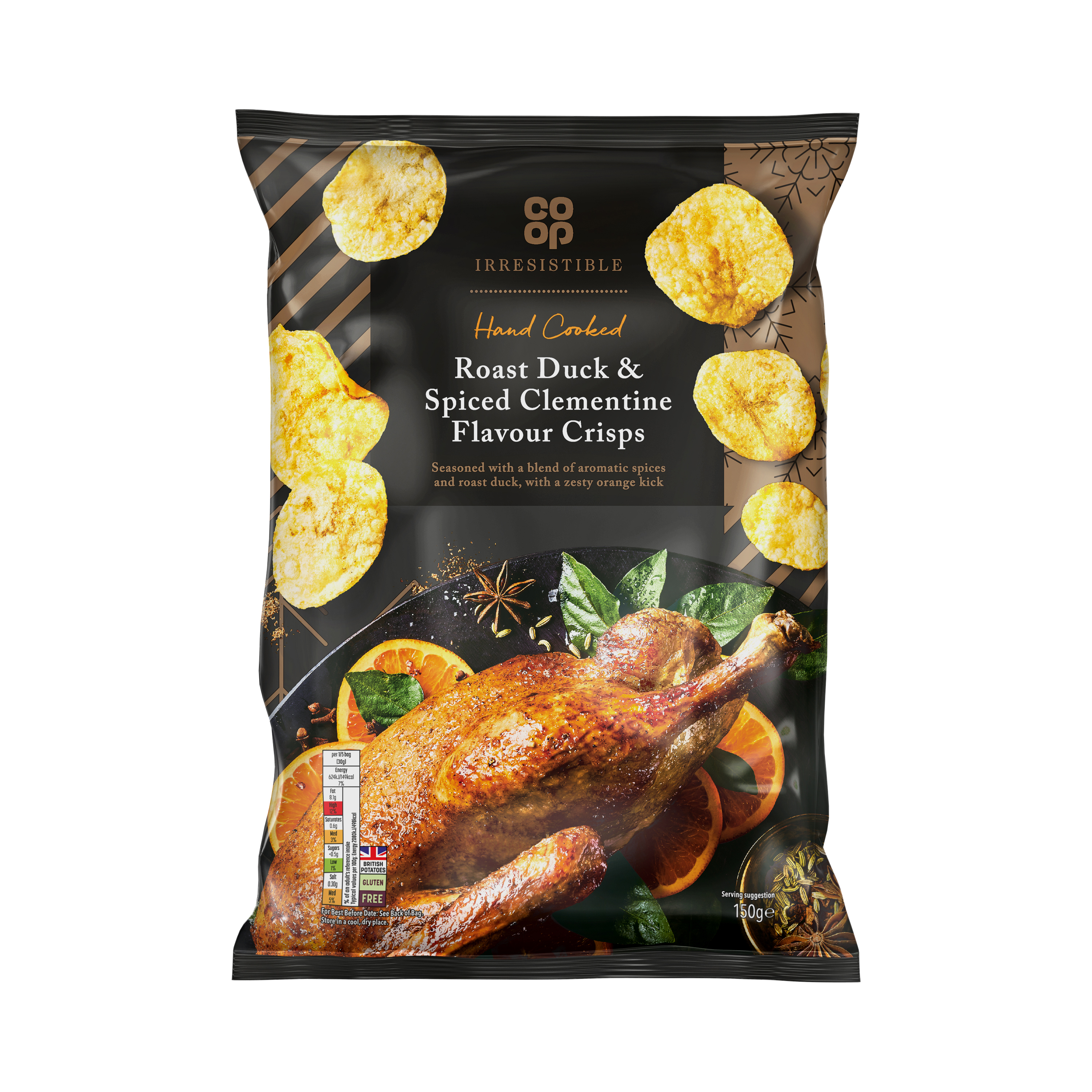 Co-op Irresistible Hand Cooked Duck & Clementine Crisps 150g