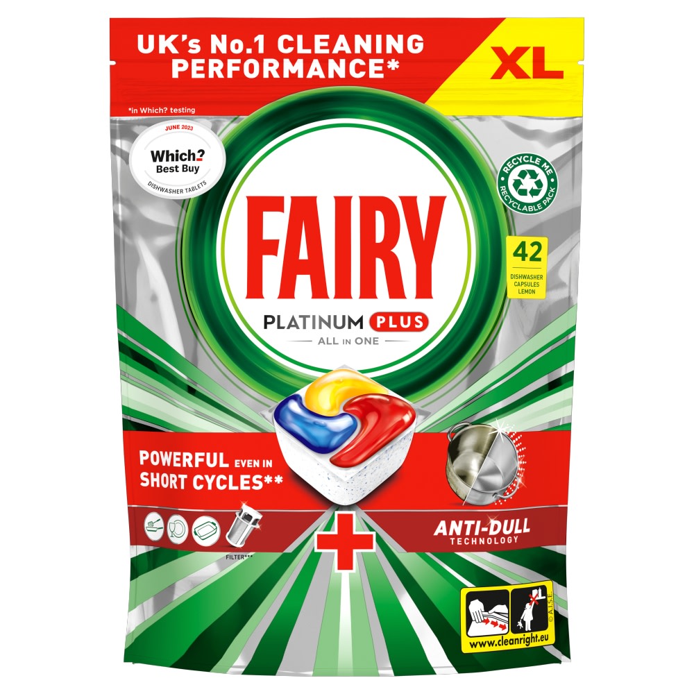 Fairy Platinum Plus Dishwash Tablets Lemon 42pk