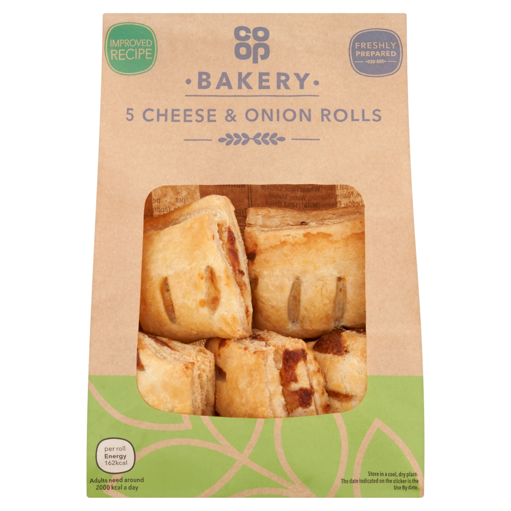 Co-op 5 CHEESE & ONION ROLLS 5PACK          