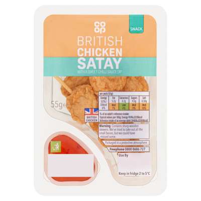 Co-op British Chicken Satay with a Sweet Chilli Sauce Dip 55g