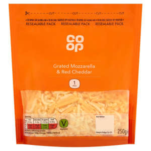 Co-op Grated Mozzarella & Red Cheddar 250g
