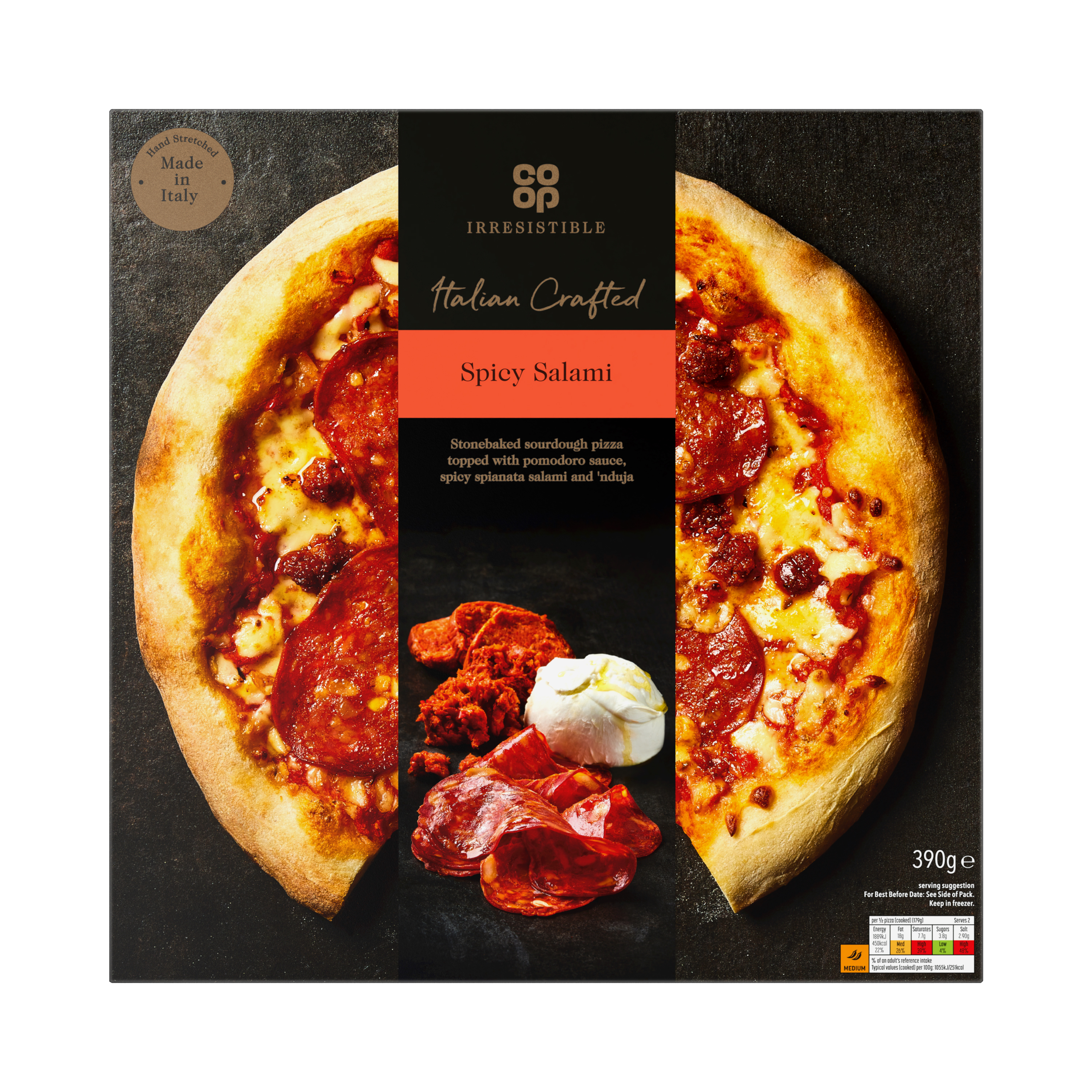 Co-op Irresistible Spicy Salami Pizza 390g