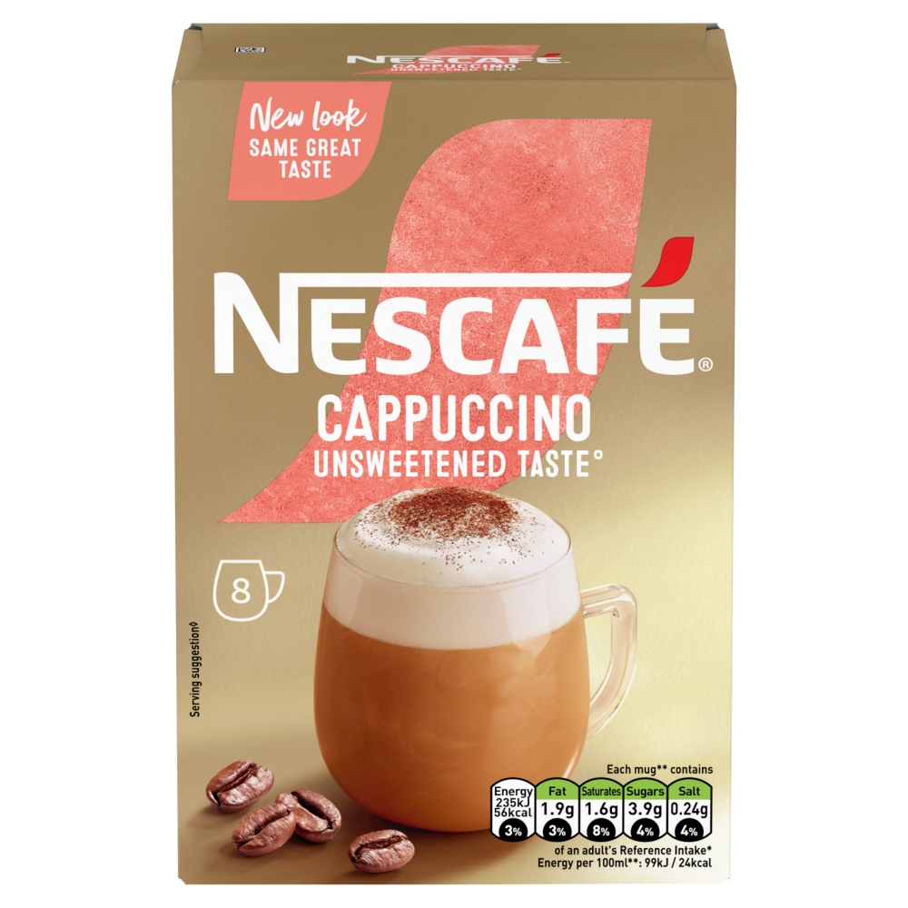 Nescafe Cappuccino Unsweetened Instant Coffee 8 x 14.2g Sachets