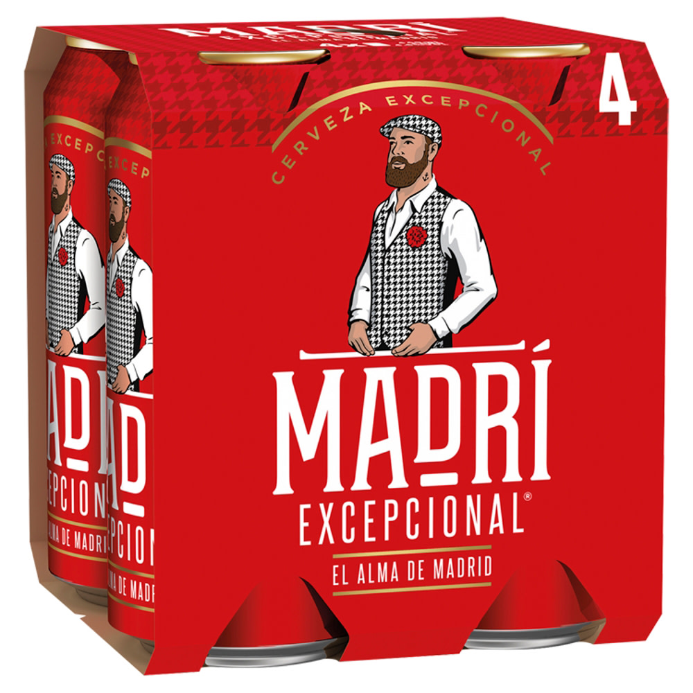 Madri Excepcional Premium Lager Beer Can 4 x 440ml