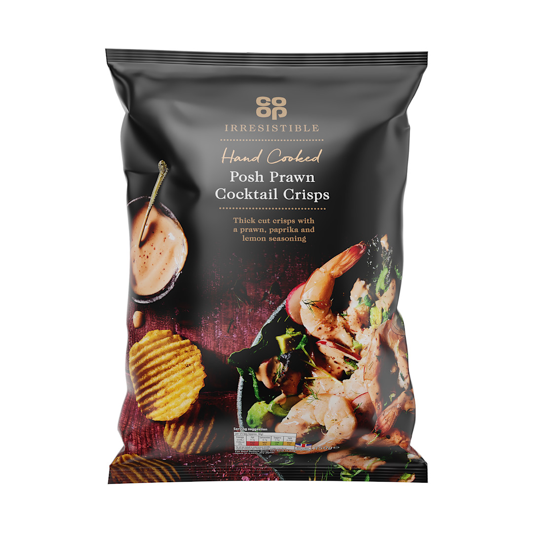 Co-op Irresistible Hand Cooked Posh Prawn Cocktail Crisps 150g