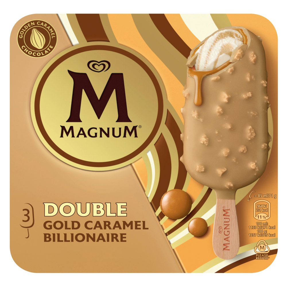 Magnum Double Gold Caramel Billionaire Ice Cream 3x85ml - Co-op