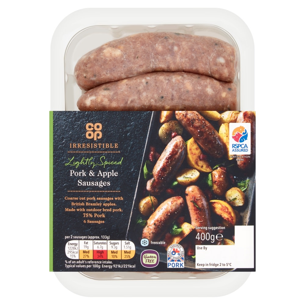 Coop Irresistible Pork and Apple Sausages 400g Coop