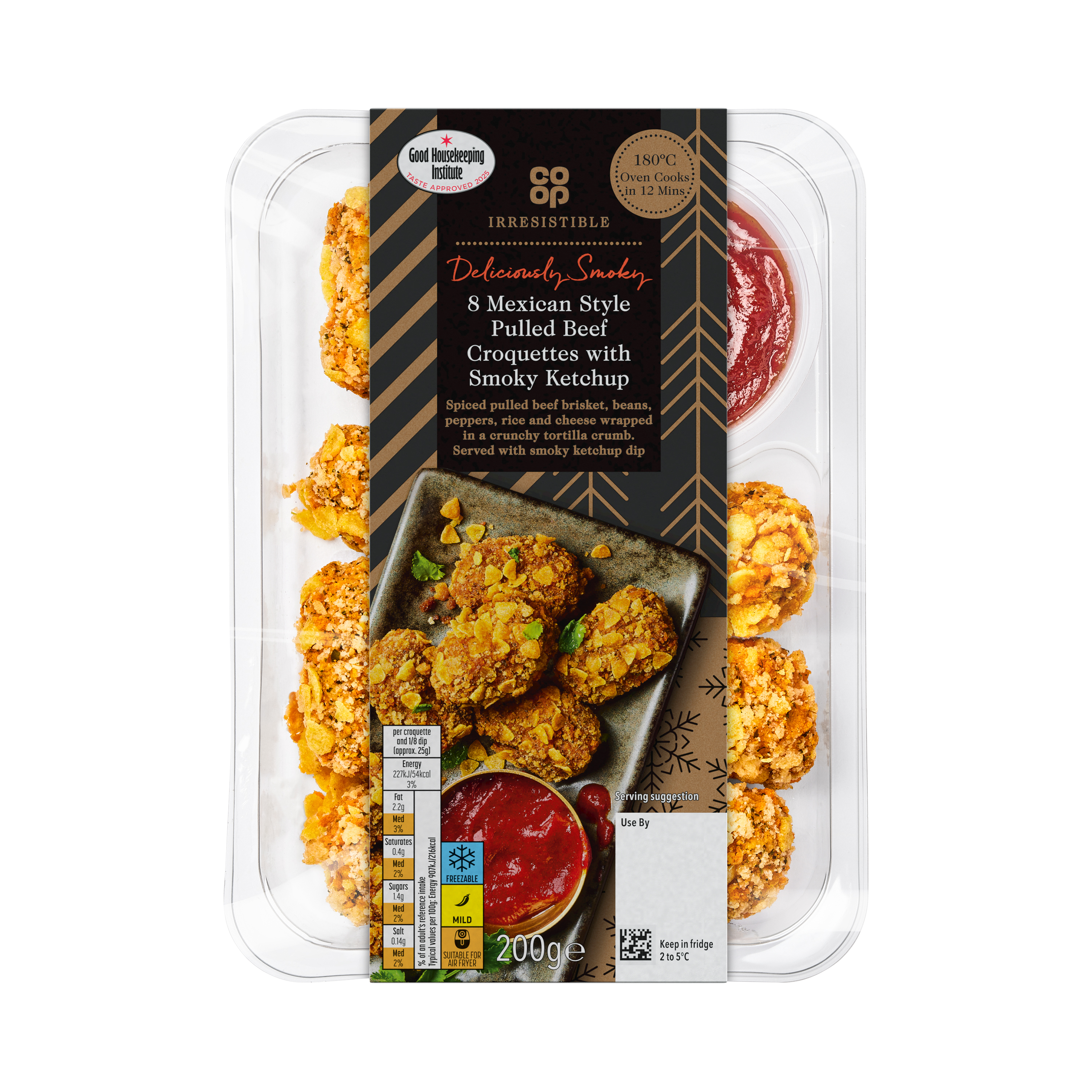 Co-op Irresistible 8 Mexican Pulled Beef and Dirty Rice Croquette with Smokey Ketchup 200g