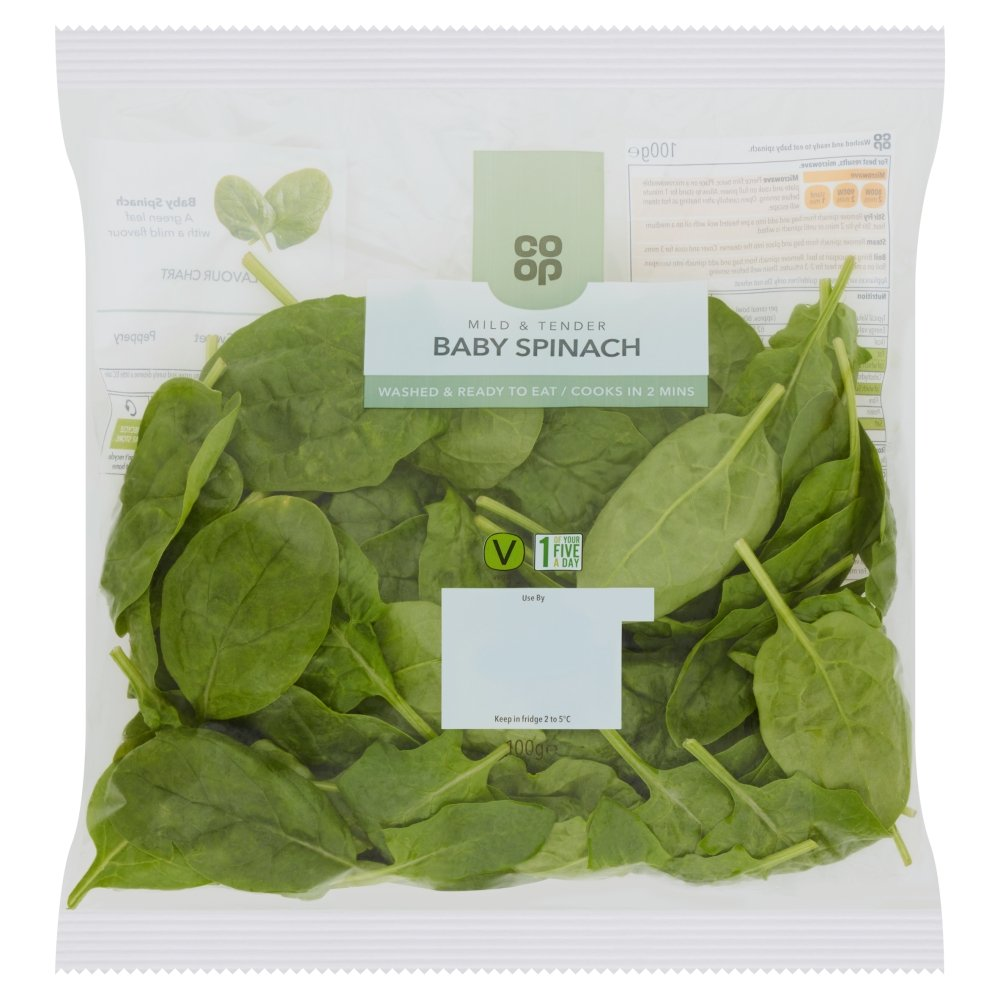 Co-op Washed And Ready To Eat Spinach Salad 100g