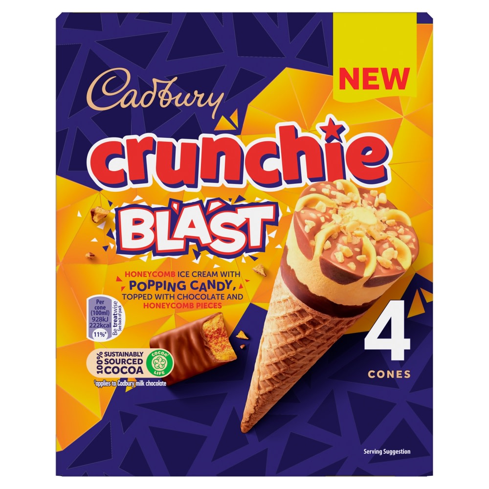 Cadbury Crunchie Ice Cream Cone 4 X 100ml Co Op