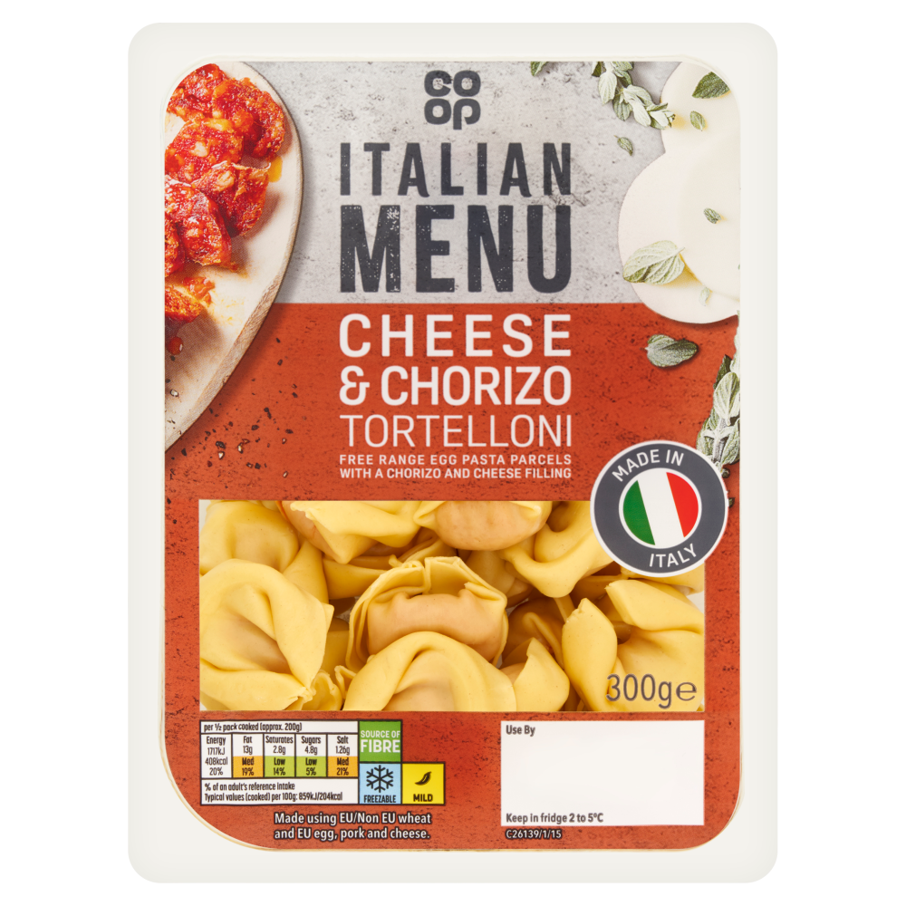 Co-op Fresh Cheese & Chorizo Tortelloni 300g