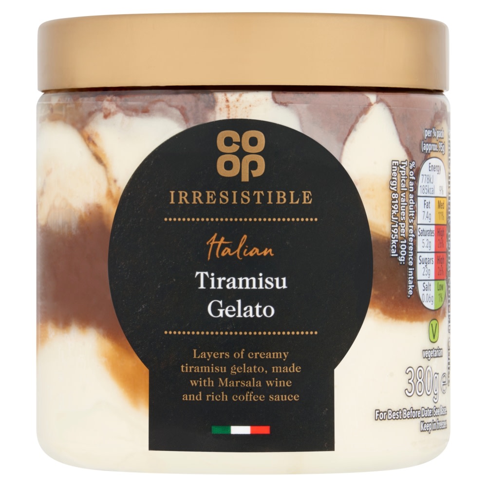 Co-op Irresistible Tiramisu Gelato 380g