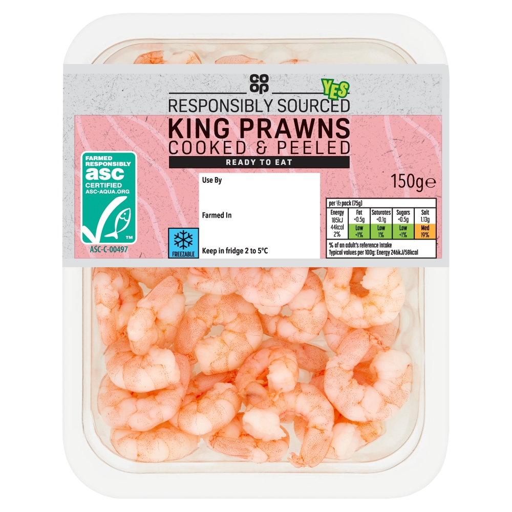 Co-op Responsibly Sourced Cooked King Prawns 150g