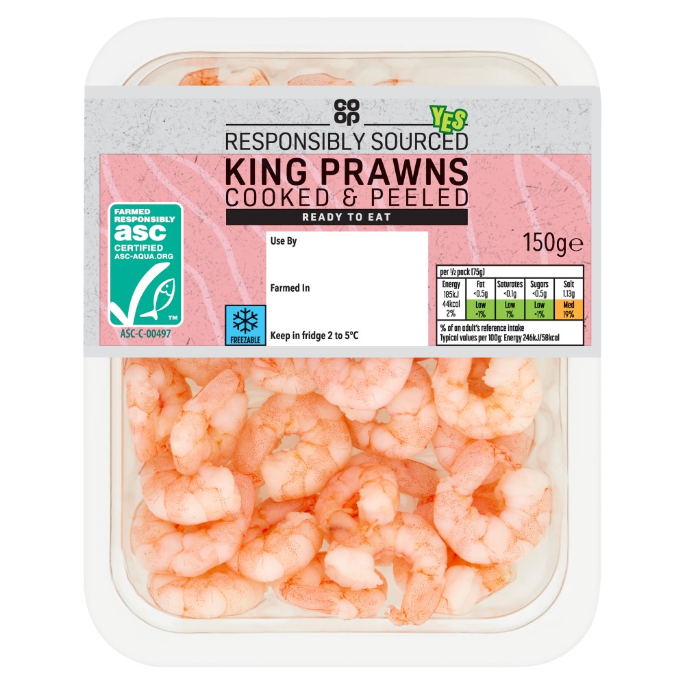 Co-op Responsibly Sourced Cooked King Prawns 150g
