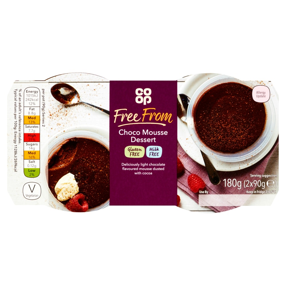 Co Op Free From Choco Mousse Dessert 2 X 90g Gluten And Milk Free Co Op