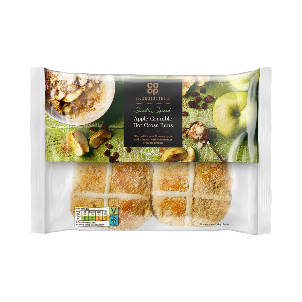 *NEW* Co-op Irresistible Apple Crumble Hot Cross Buns