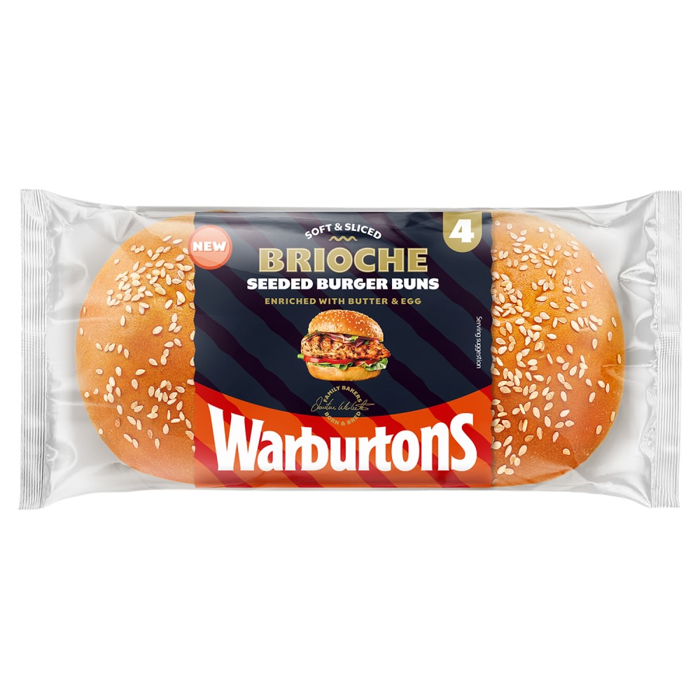 Warburtons 4 Sliced Brioche Burger Buns