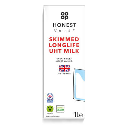 Co-op Honest Value Skimmed UHT Milk 1 Ltr