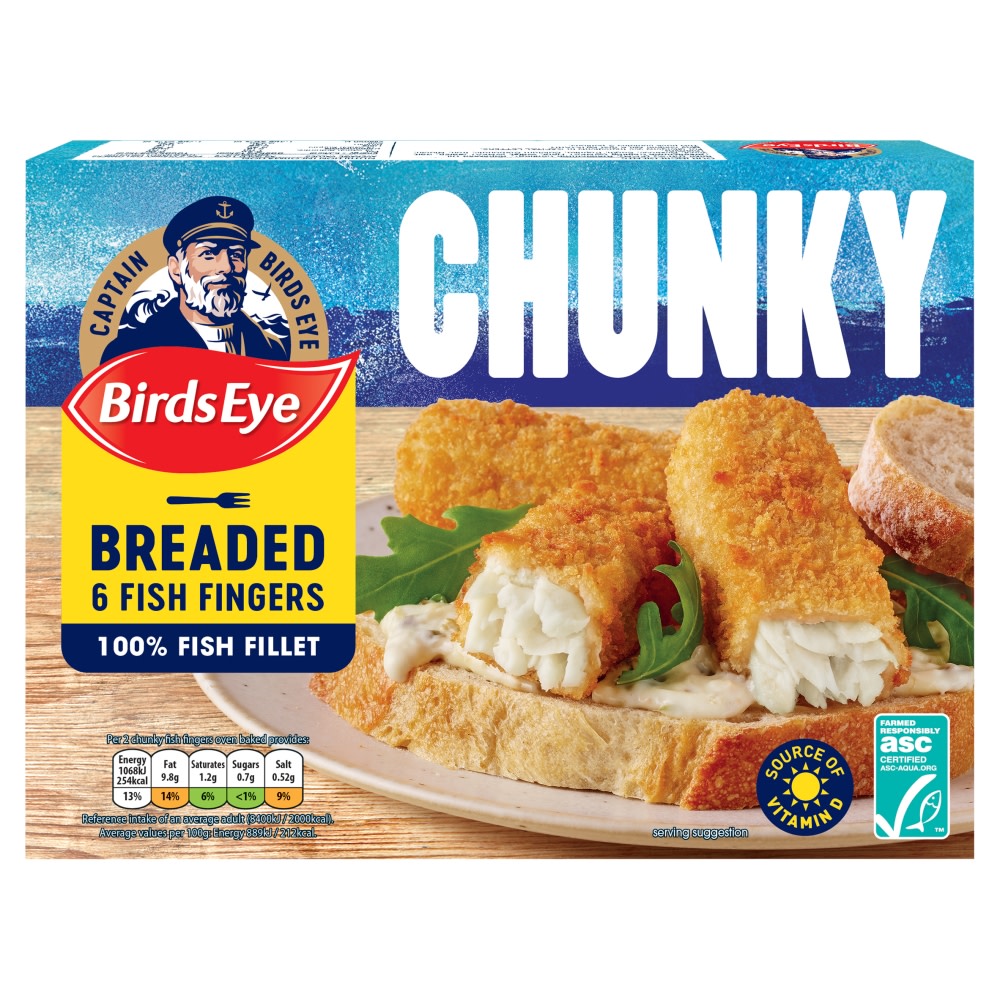 Birds Eye 6 ASC Chunky Crispy Battered Fish Fingers