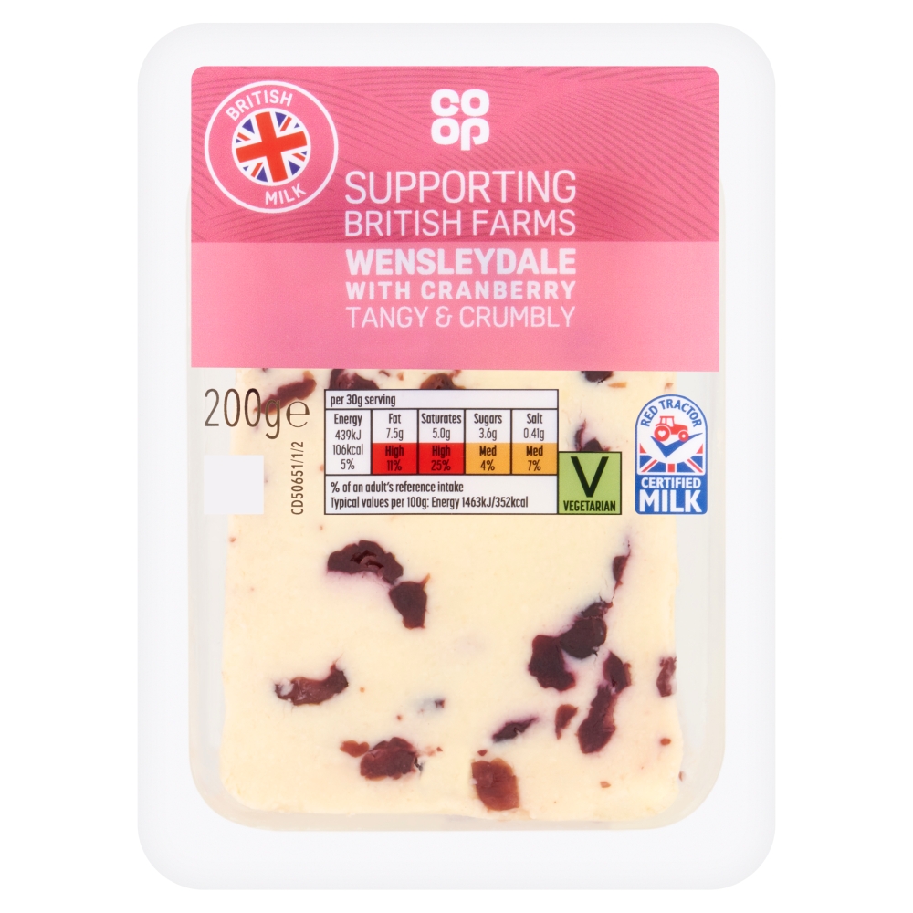 Co-op Wensleydale & Cranberry Wedge 200g