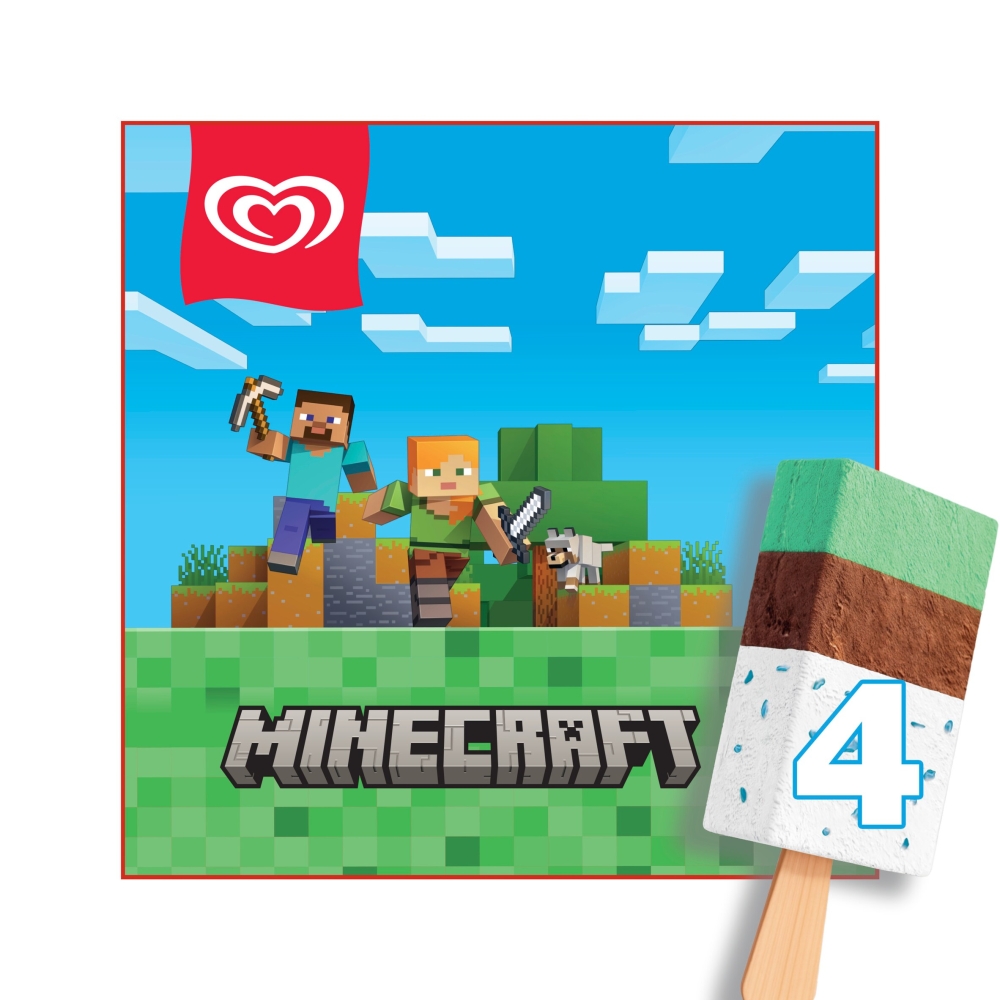 Wall's Minecraft Vanilla & Chocolate Ice Cream Sticks 4x75ml