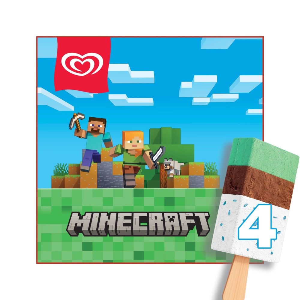 Minecraft Vanilla & Chocolate Ice Cream Sticks 4 x 75ml