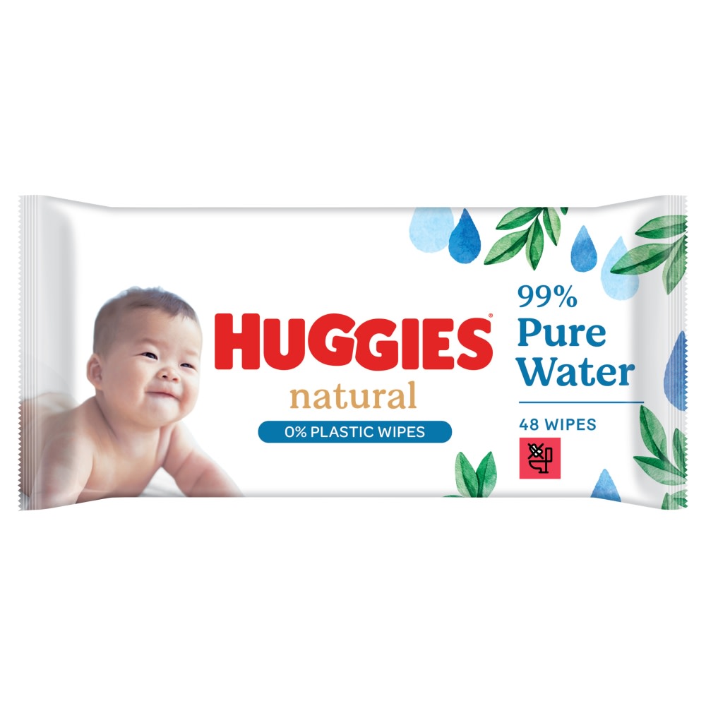 Huggies Wipes Natural 0% Plastic 48s
